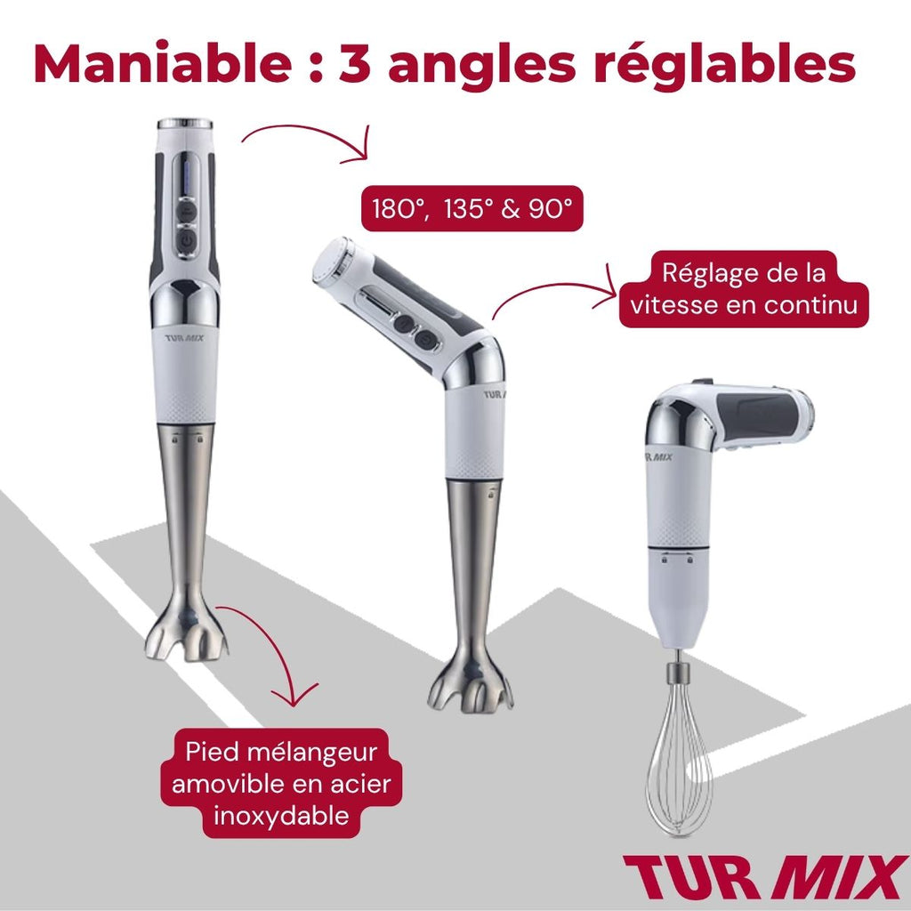 Ensemble Mixeur Plongeant Sans Fil Turmix - Blanc/Inox