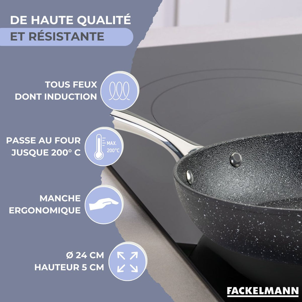 Poêle Fonte Alu Revêtement Antiadhésif Céramique Sans Pfas Fackelmann - Noir/Gris