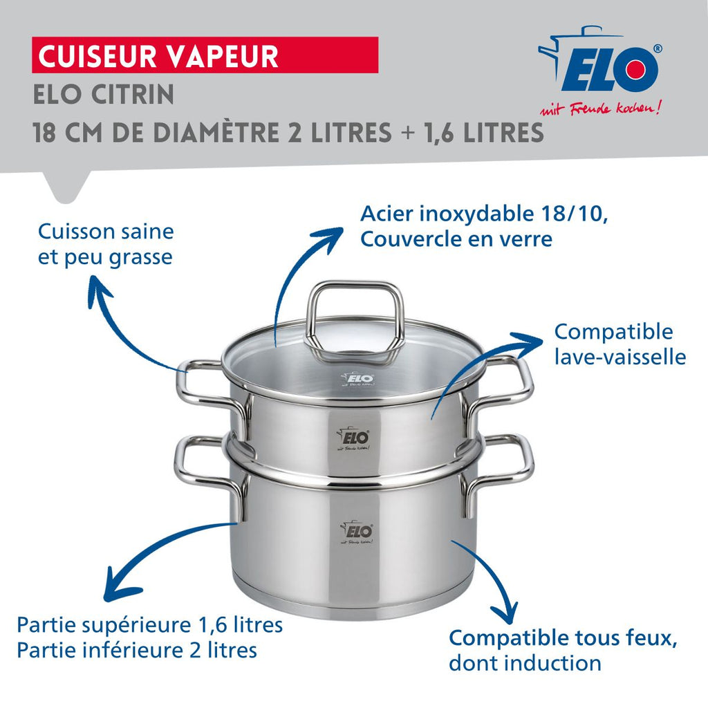 Vaporiera In Acciaio Inox Elo Citrin - Grigio