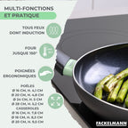 Batterie De Cuisine Avec 4 Poêles Et 3 Casseroles Avec 5 Ustensiles De Cuisine Sans Pfas Fackelmann Brandao Vario - Noir/Vert