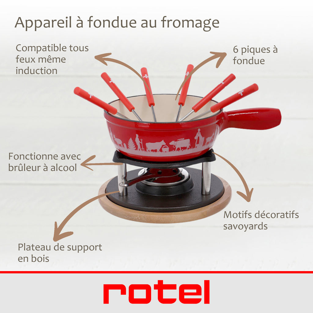 Service À Fondue Au Fromage Pour 6 Personnes Rotel Swiss Tradition - Rouge