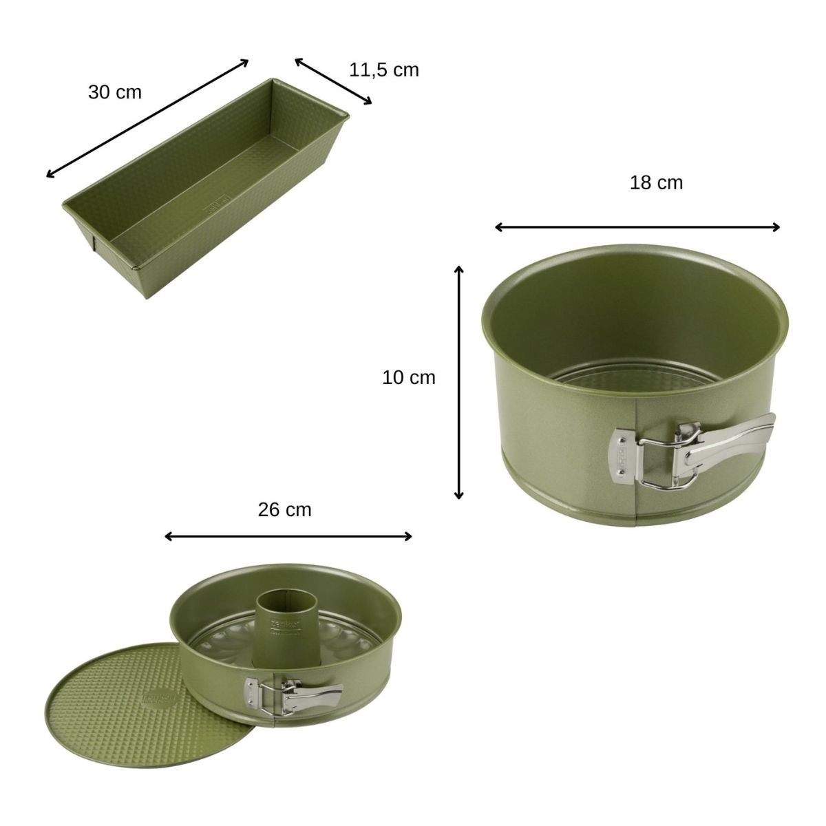 Ensemble De 3 Moules À Gâteaux Zenker Green Vision - Vert