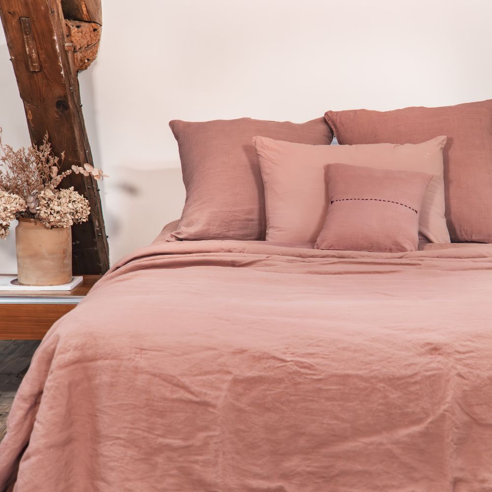 Linen and Cotton Duvet Cover - Dollar - 240 x 260 cm - Rosebud Colour