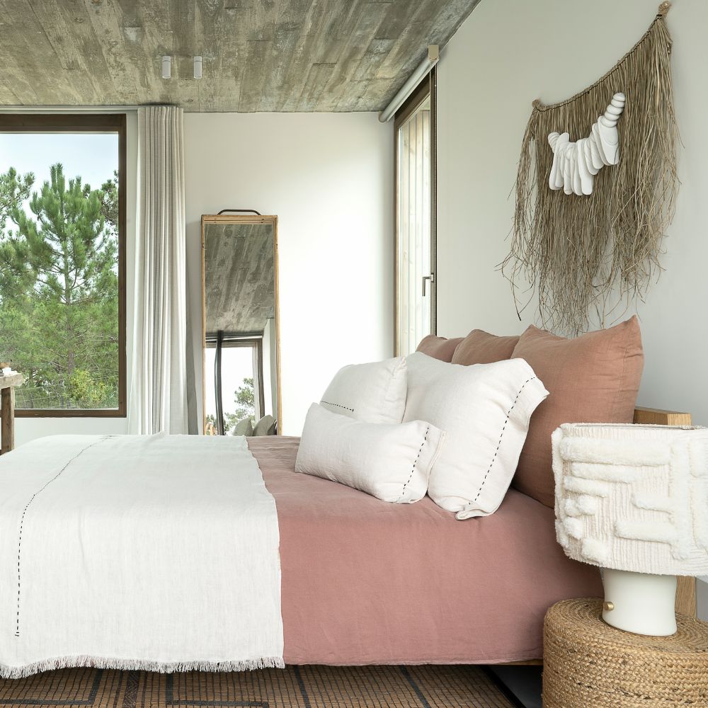 Linen and Cotton Duvet Cover - Dollar - 240 x 260 cm - Rosebud Colour