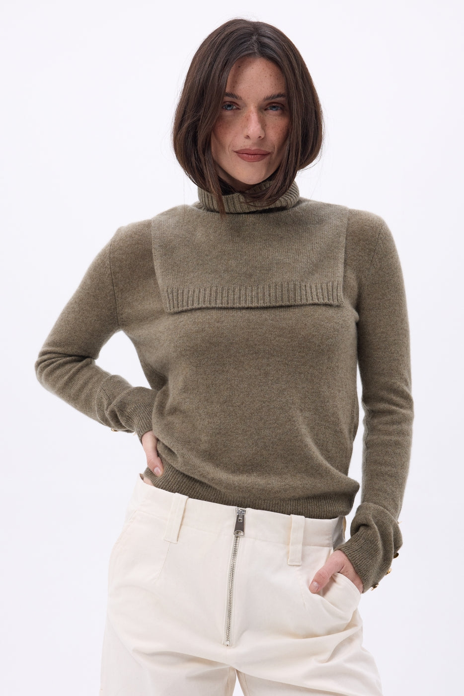 Cuello alto Domi - Caqui jaspeado - Unisex