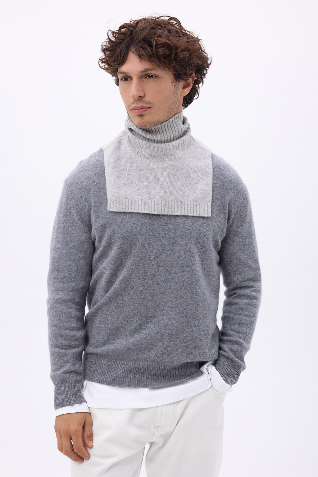 Col Roule Domi - Gris Clair - Mixte - 100% Cachemire
