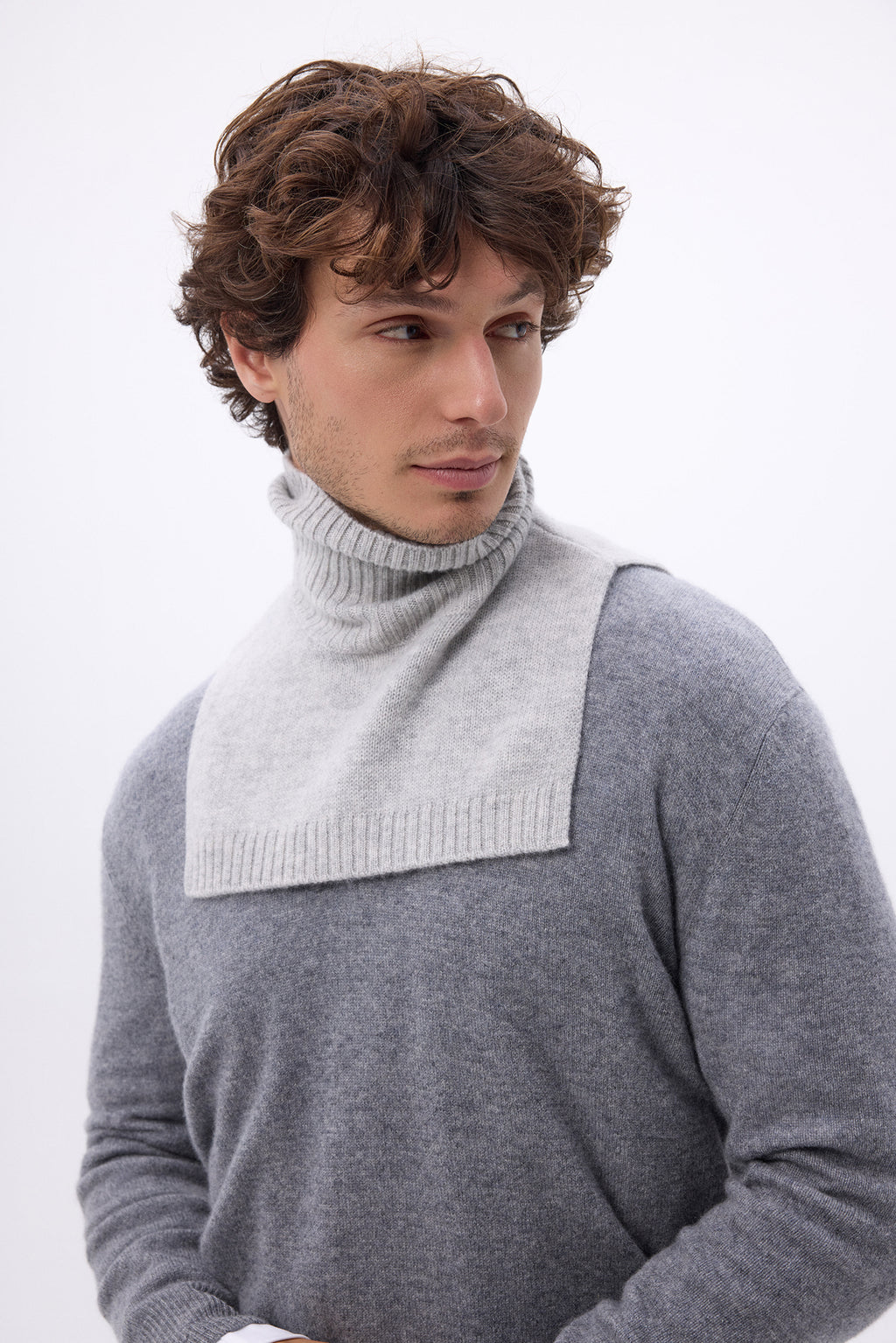 Col Roule Domi - Gris Clair - Mixte - 100% Cachemire