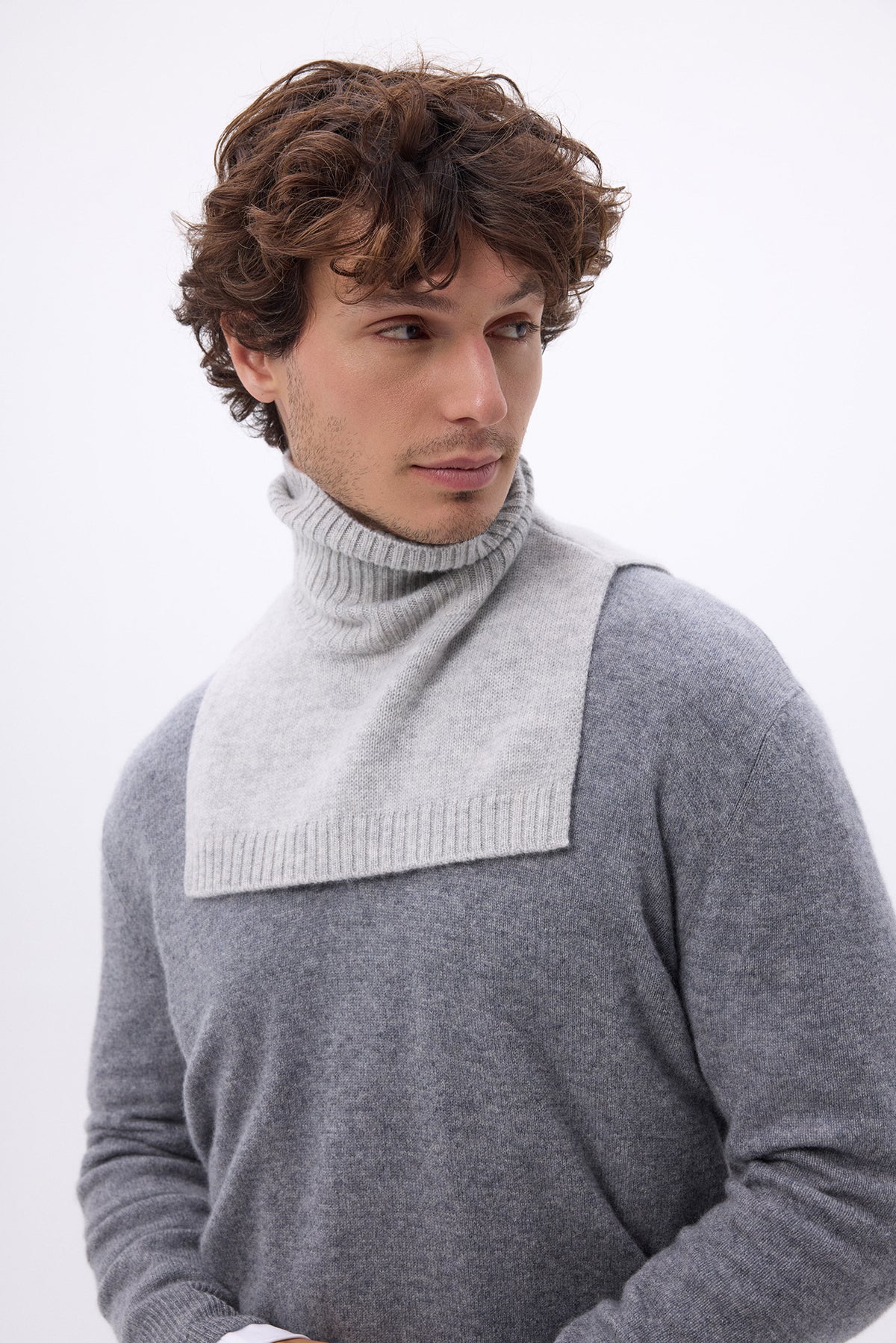 Col Roule Domi - Gris Clair - Mixte - 100% Cachemire