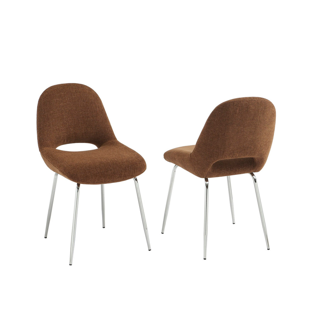 Doon - Chairs - Chenille Fabric - Brown Metal Legs