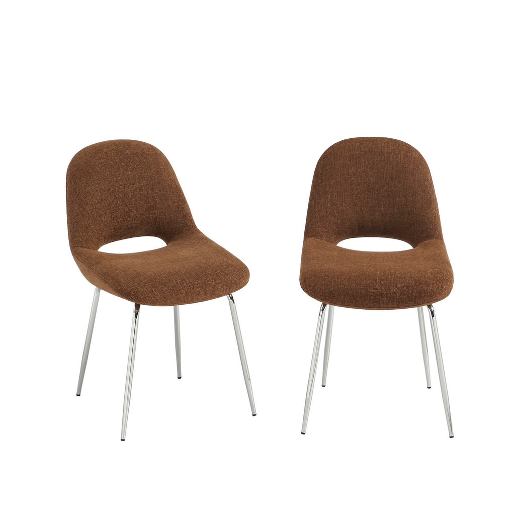 Doon - Chairs - Chenille Fabric - Brown Metal Legs