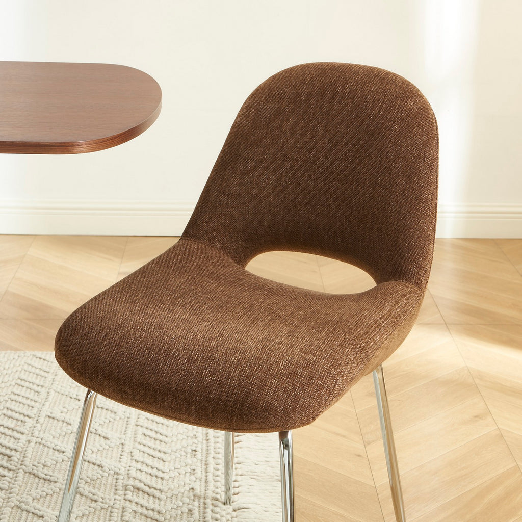 Doon - Chairs - Chenille Fabric - Brown Metal Legs