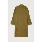 Manteau Mi-Long Ample - Rayures Kaki Et Bleues - Femme