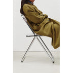 Manteau Mi-Long Ample - Rayures Kaki Et Bleues - Femme
