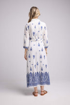Robe Longue - Blanc Et Marine