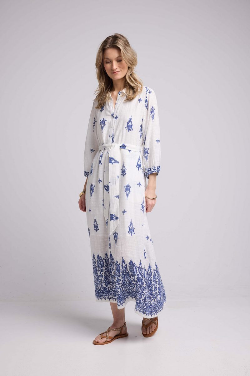 Robe Longue - Blanc Et Marine