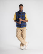 Down Plaid Vest - Navy