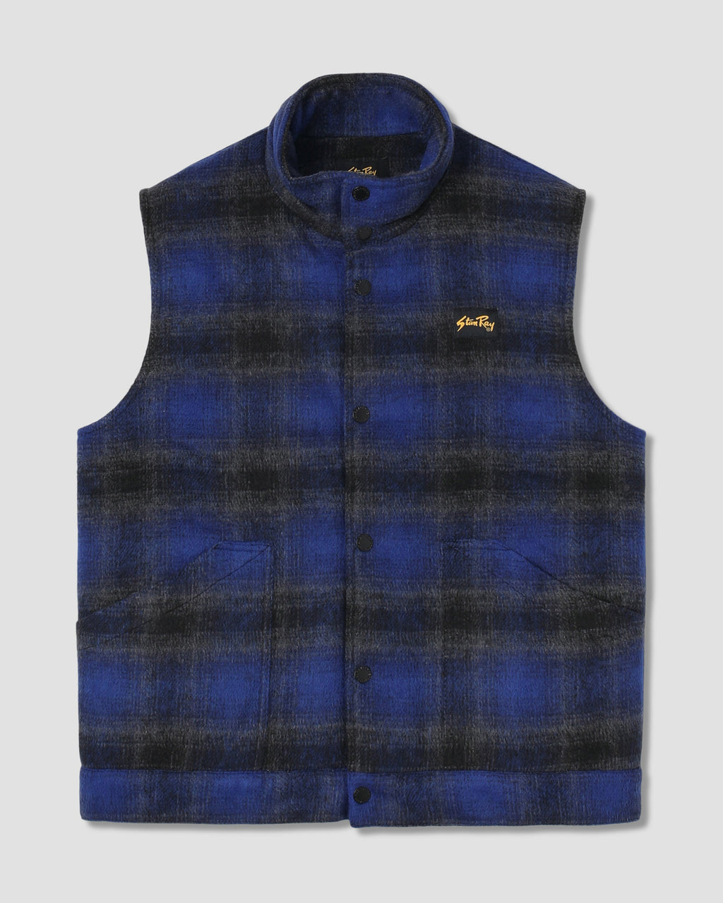 Down Plaid Vest - Navy