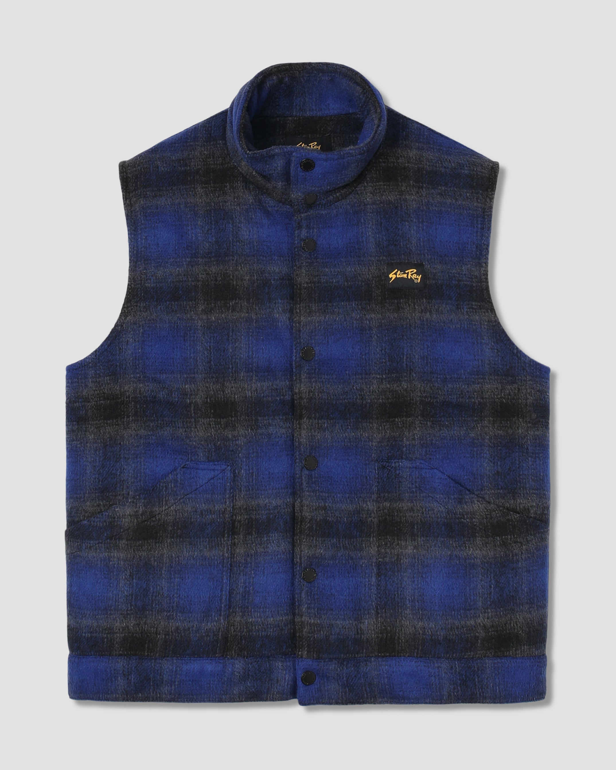 Down Plaid Vest - Navy