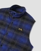 Down Plaid Vest - Navy