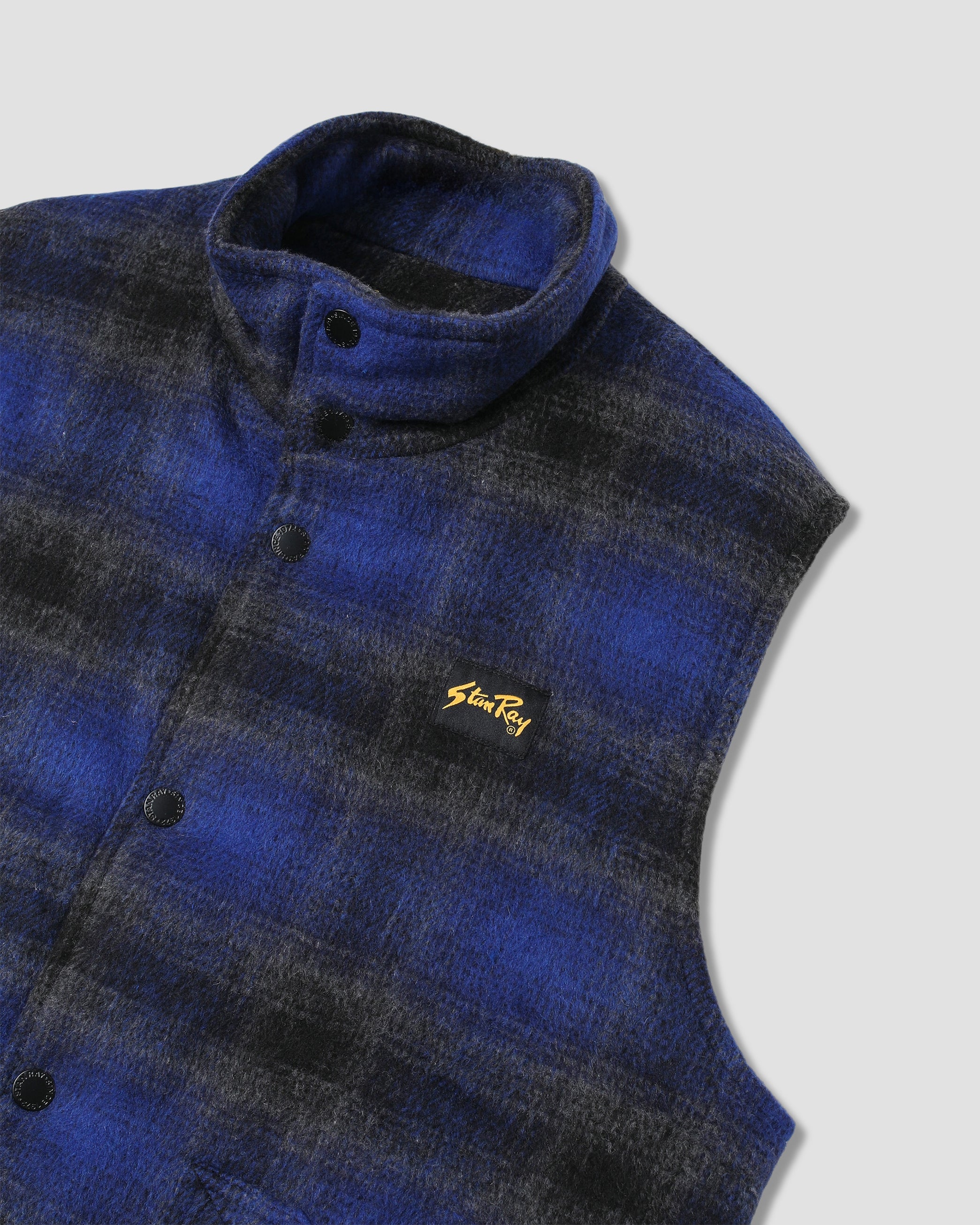 Down Plaid Vest - Navy