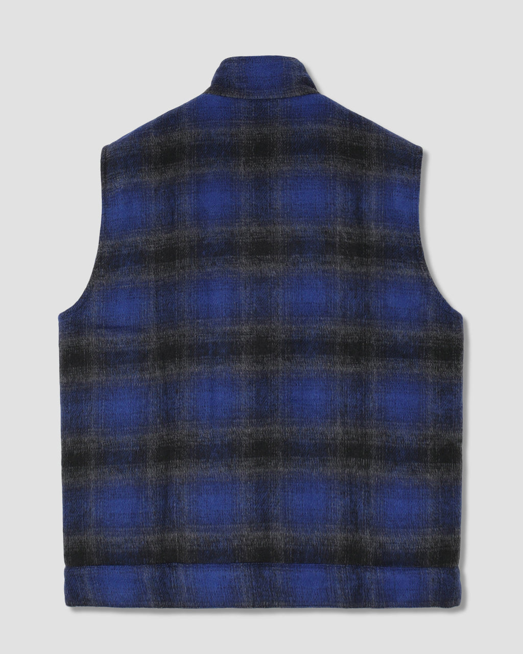 Down Plaid Vest - Navy