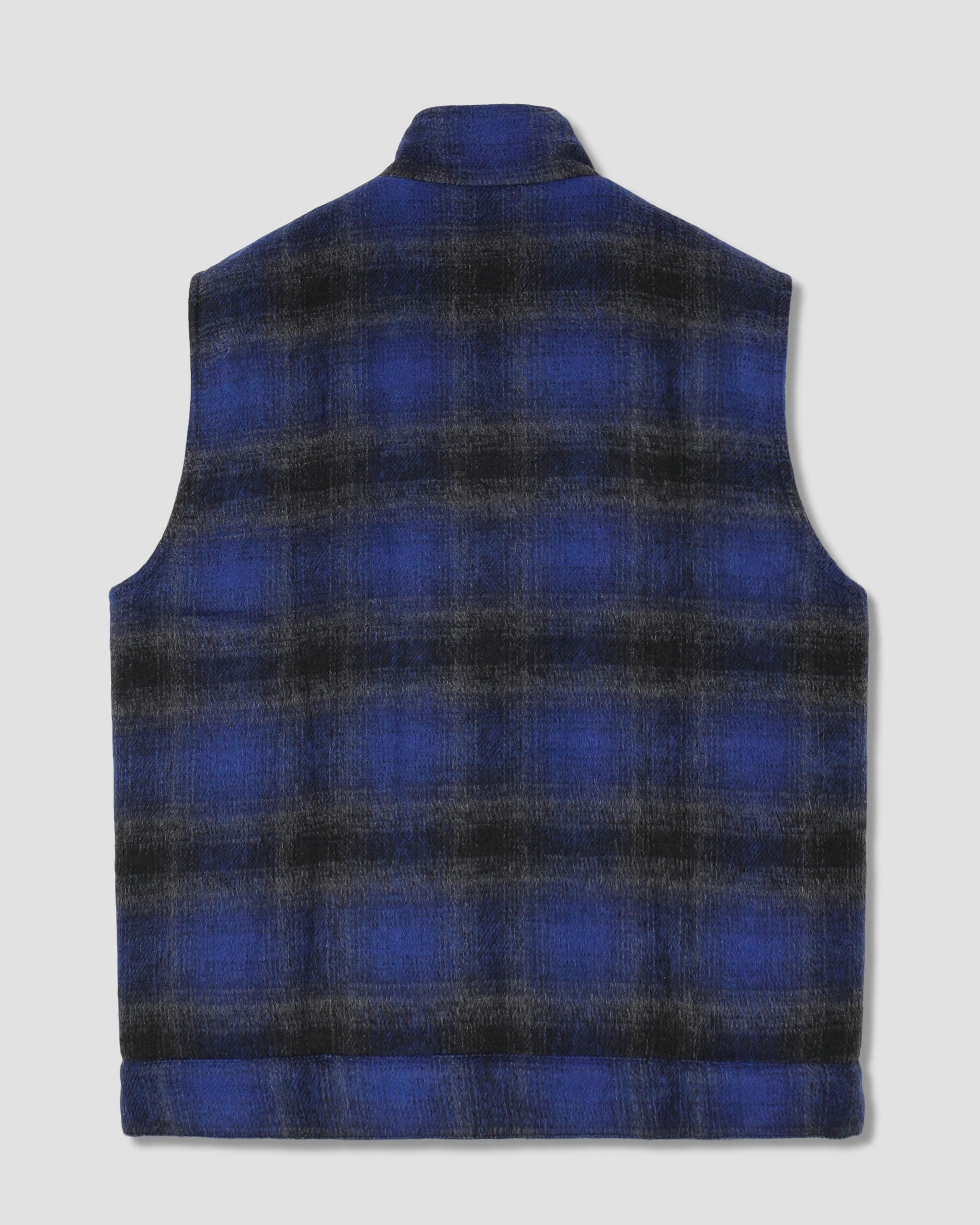 Down Plaid Vest - Navy