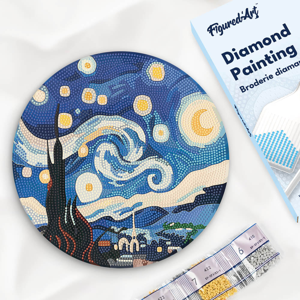 Diamond Painting Sur Disque En Bois - Nuit Étoilée