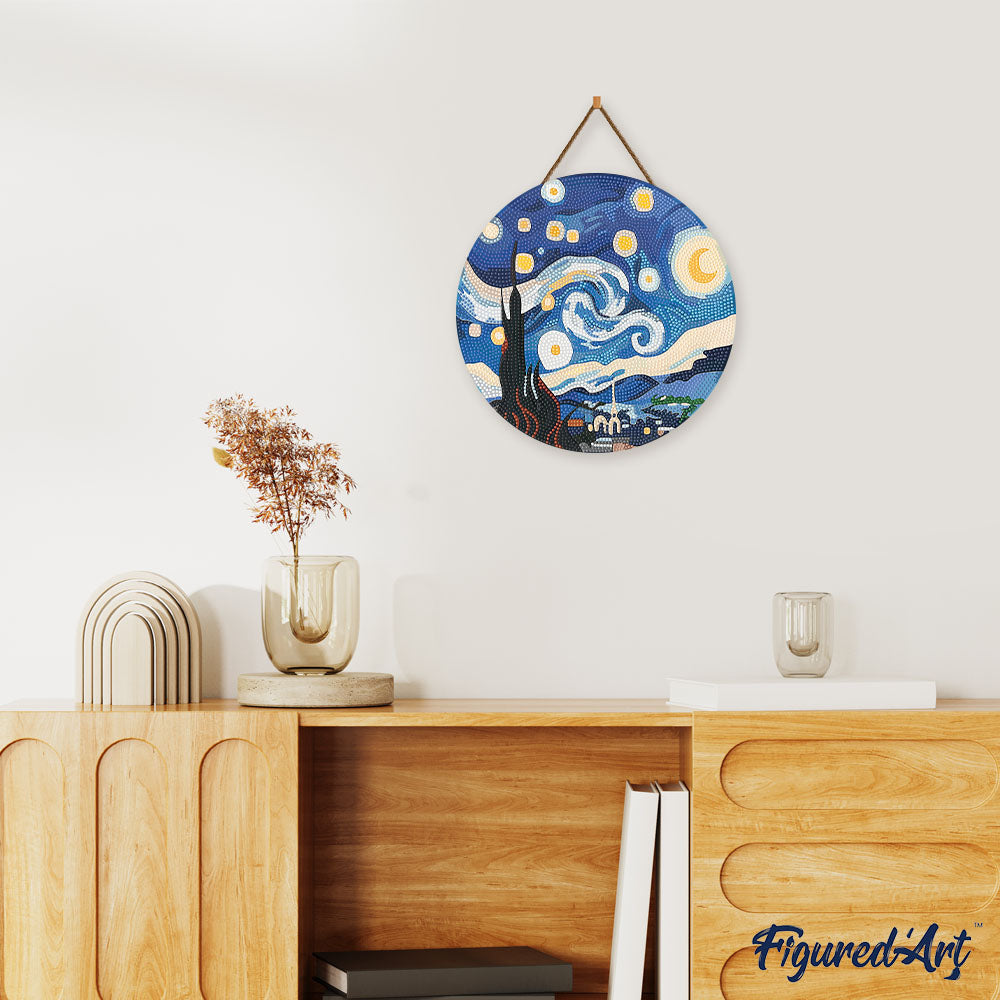 Diamond Painting Sur Disque En Bois - Nuit Étoilée