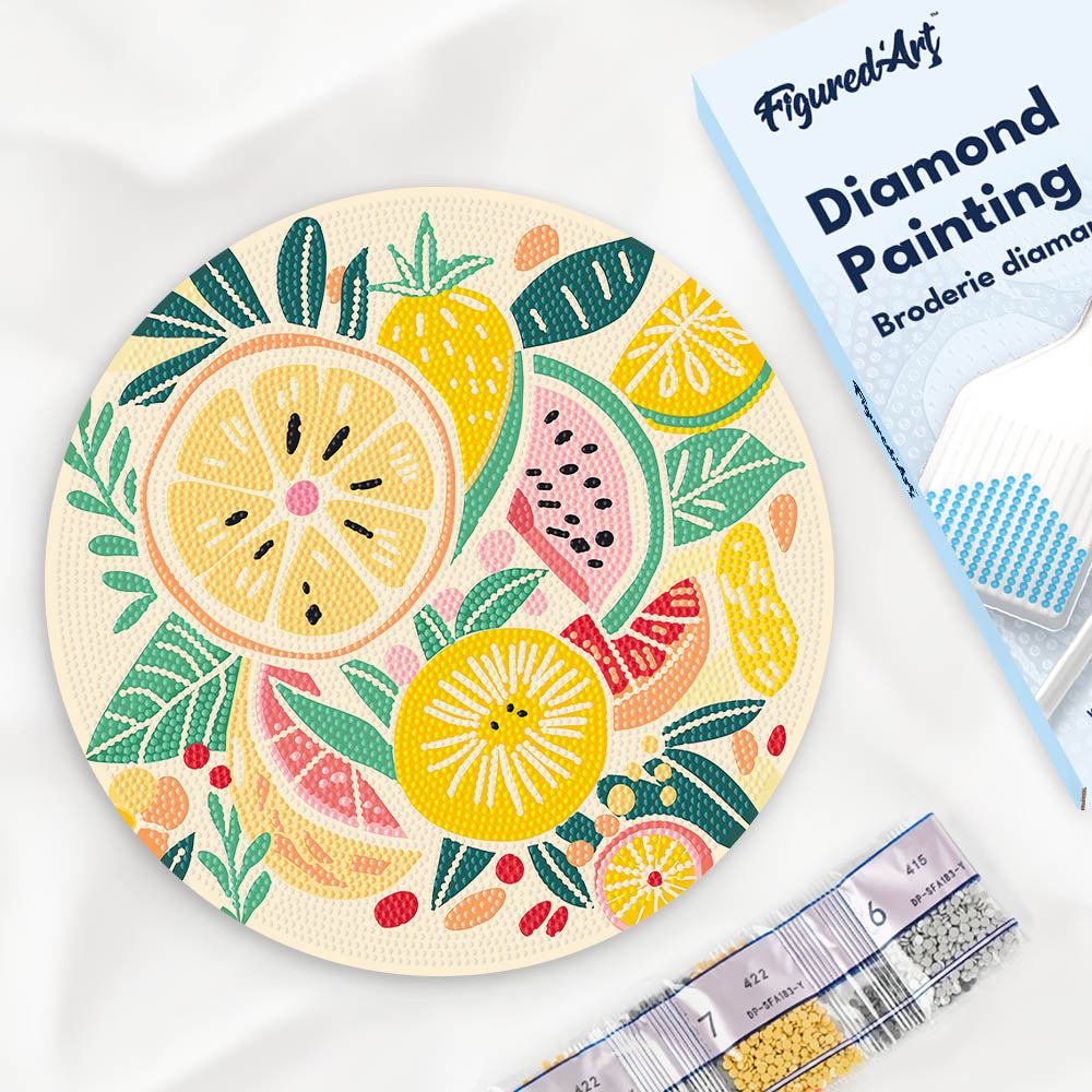 Diamond Painting On Wooden Disc - Fruits