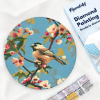 Diamond Painting On Wooden Disc - Bird On A Branch