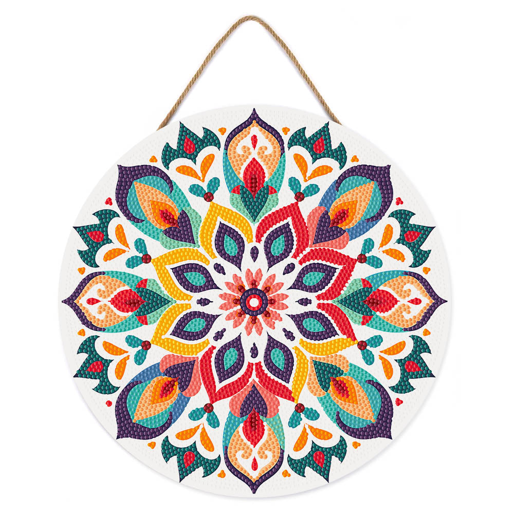 Diamond Painting on Wooden Disc - Floral Mandala
