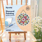 Diamond Painting on Wooden Disc - Floral Mandala