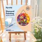 Diamond Painting On Wooden Disc - Wine And Grapes