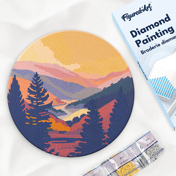 Diamond Painting on Wooden Disc - Autumn Valley