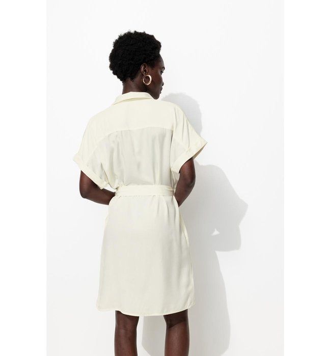 Mujer Vestido estilo túnica con cinturón, Color Natural Claro, Un Color