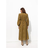 Mujer Vestido Largo Bordado Color Caqui Claro