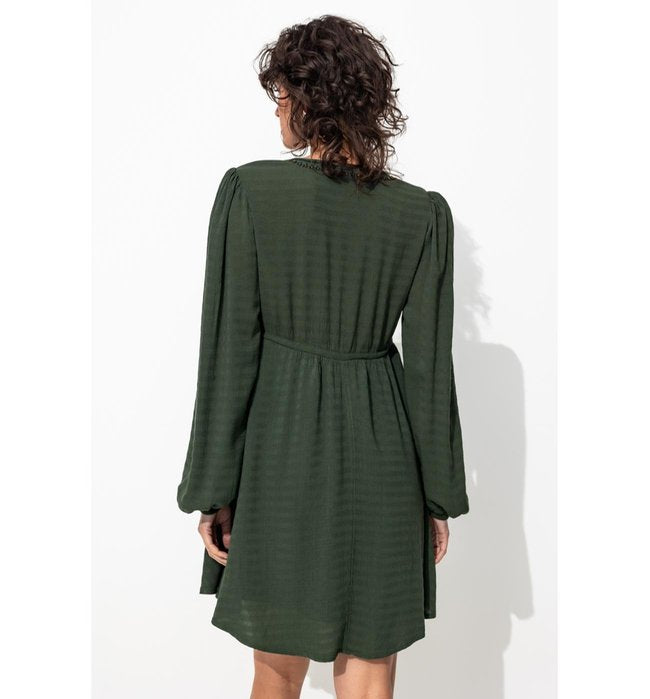 Women's Embroidered Short Dress - Plain Green