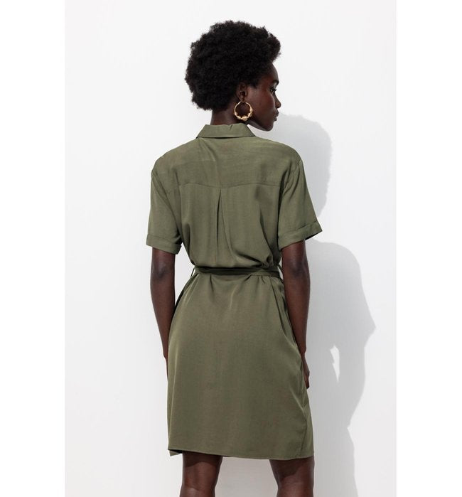 Mujer Vestido camisero Leopardo Color Caqui Oscuro
