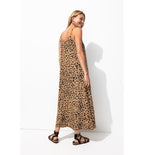 Robe Longue à Fines Bretelles - Marron Imprime