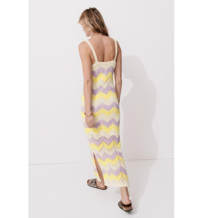 Women's Long Knitted Dress - Multicolor Striped