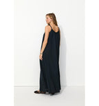 Women's Long Strap Dress - Plain Dark Blue