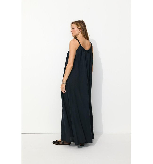 Women's Long Strap Dress - Plain Dark Blue