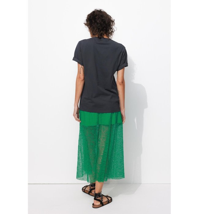 Mujer Falda larga de encaje - Un color verde