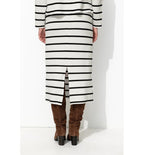 Jupe Midi Marinière Femme - Naturel Raye