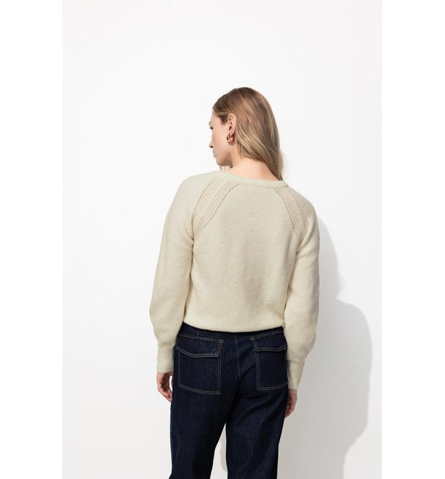 Mujer Escote Redondo Jersey, Un Color, Claro, Naturaleza