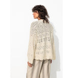 Cardigan Oversize Ajouré Femme - Naturel Uni Clair