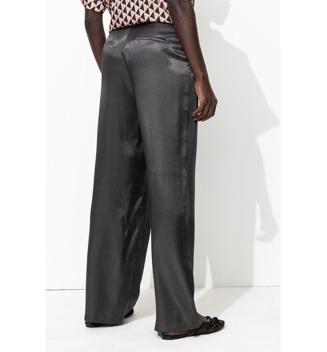 Pantalón de satén Billy para mujer - Unicolor gris oscuro