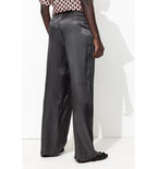 Pantalón de satén Billy para mujer - Unicolor gris oscuro