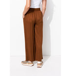 Pantalón ancho y fluido de mujer liso marrón oscuro