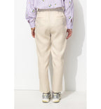 Pantalon à Pinces Taille Haute - Naturel Uni Clair
